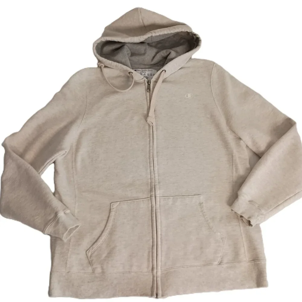 Champion Women’s Eco Fleece Full Zipper Tan Hoodie Size XL - Picture 4 of 16